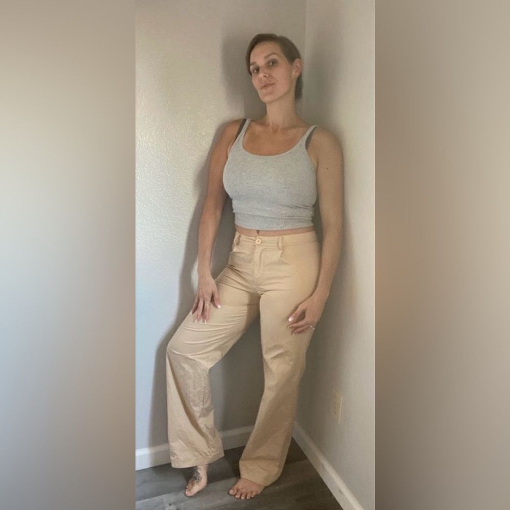Princess Polly High Rise Pants US 8 Minimalist Neutral Tan